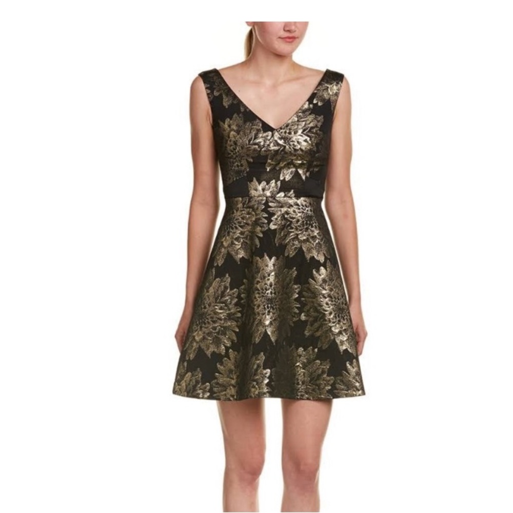 KAREN MILLEN Metallic Floral Jacquard Dress